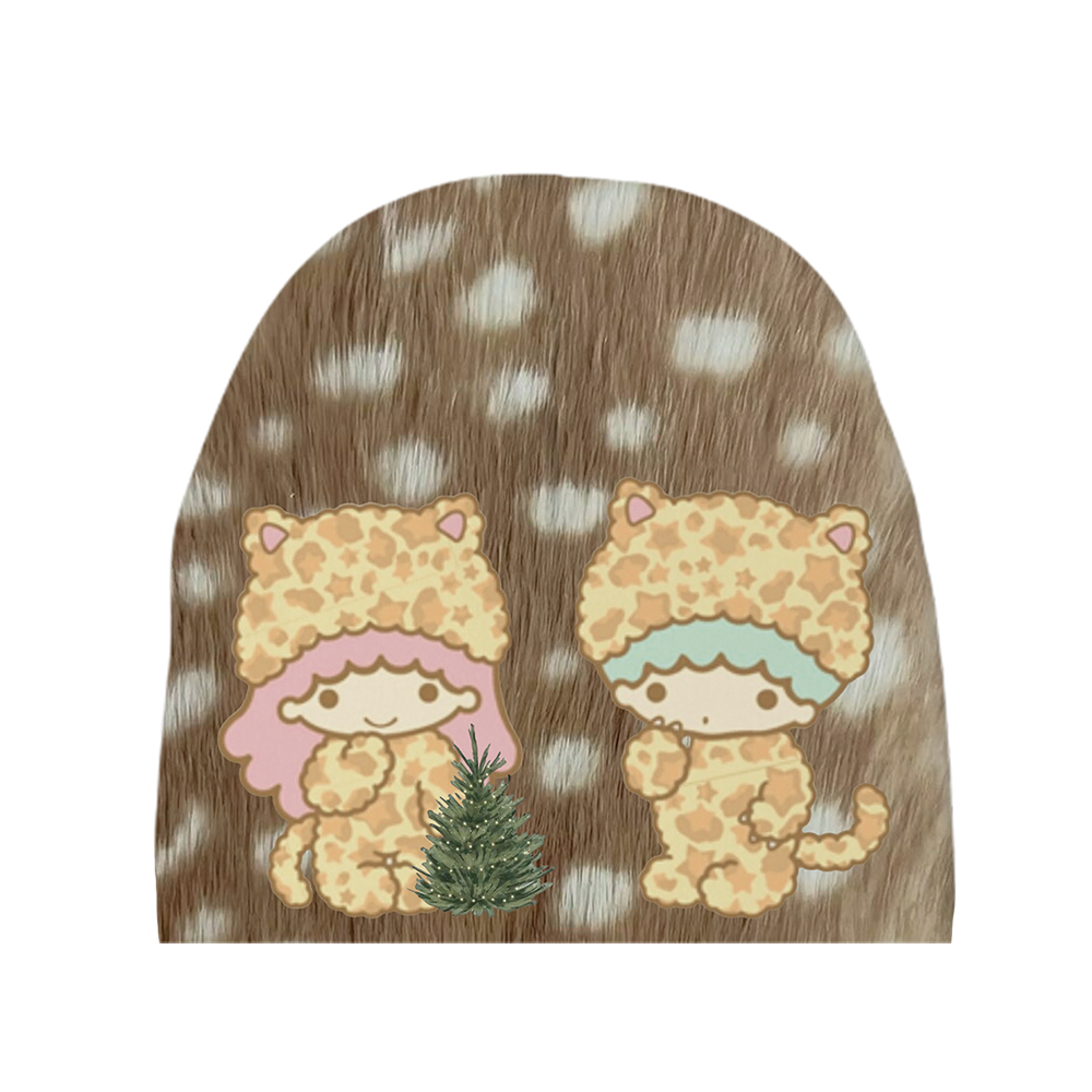 Twin Leopard-Print Kittens Beanie